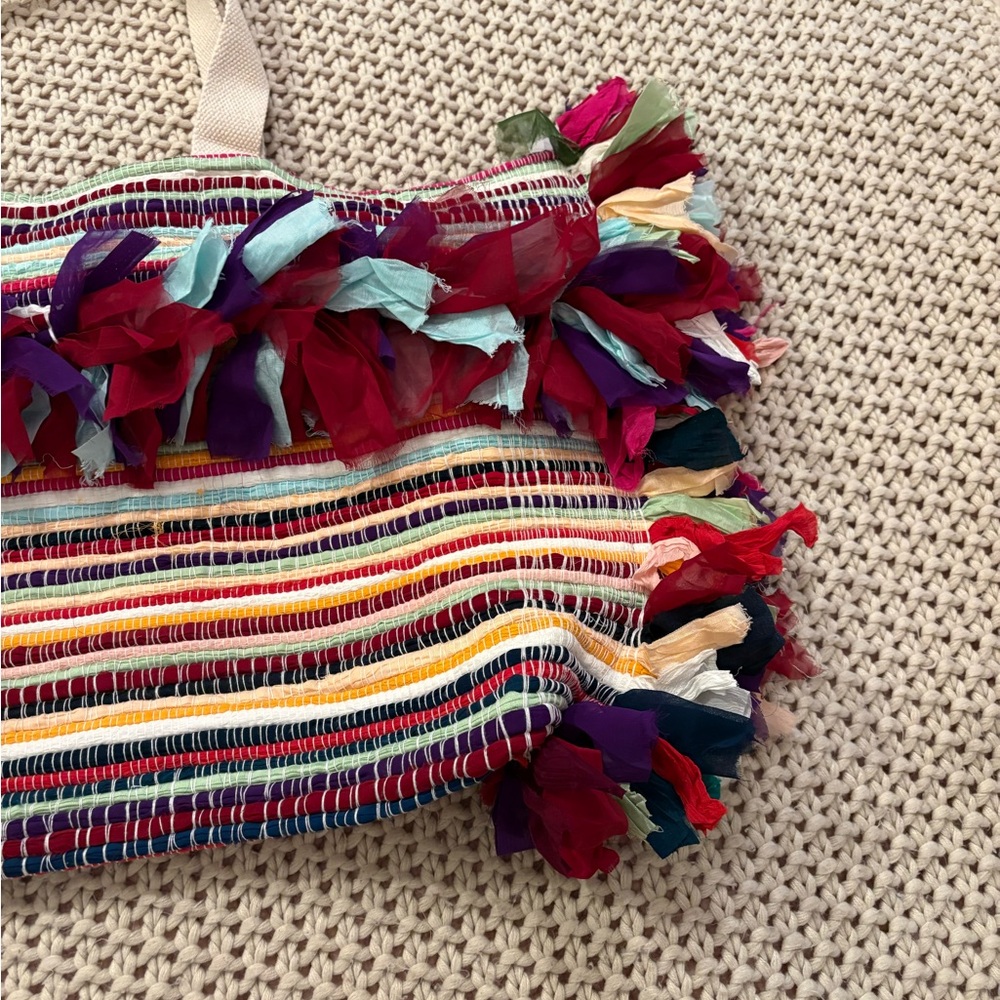 NWOT Raj Extra LargeMulticolor Striped Fringe Tote - Picture 9 of 12